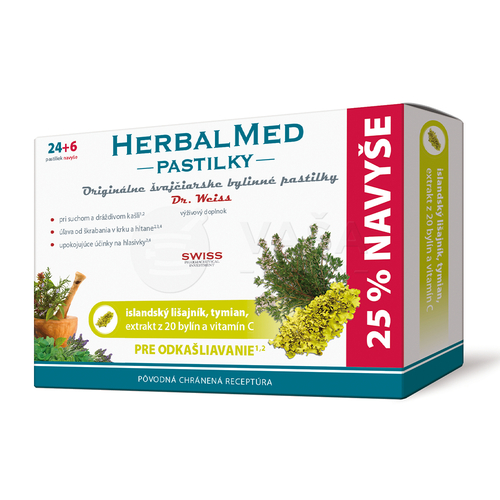 Dr. Weiss Herbalmed Pastilky na odkašliavanie (islandský lišajník, tymián, 20 bylín, vitamín C)