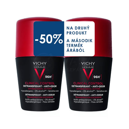 Vichy Homme Clinical Control 96H Roll-on Detranspirant proti zápachu (Výhodné balenie)