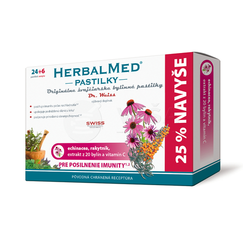 Dr. Weiss Herbalmed Pastilky pre posilnenie imunity (echinacea, rakytník, 20 bylín, vitamín C)