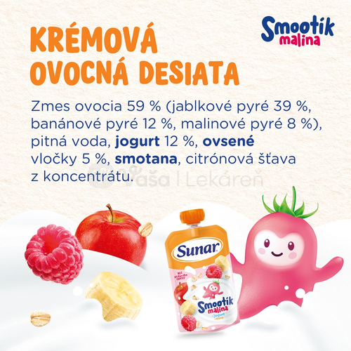 Sunar Smootík Malina, jogurt, ovos (od ukonč. 12. mesiaca)