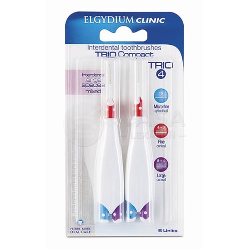 Elgydium Clinic Trio Compact – Trio 4 Medzizubné kefky v držiaku (mix veľkostí)