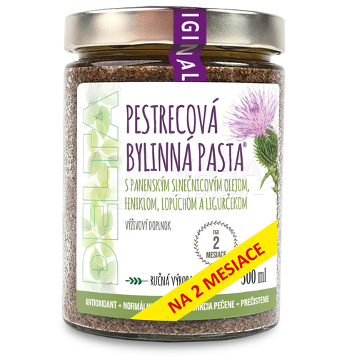 Delta Pestrecová bylinná pasta s panenským slnečnicovým olejom, feniklom, lopúchom a ligurčekom