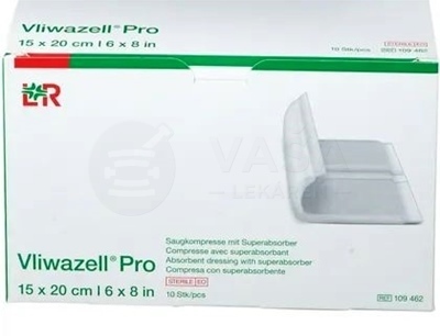 Vliwazell Pro Krytie na rany superabsorbčné sterilné (15 x 20 cm)
