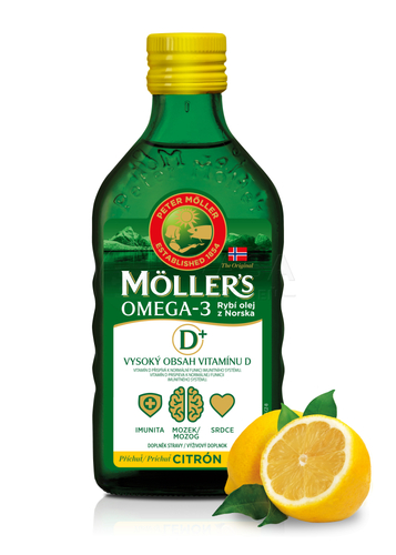 Moller´s Omega-3 Rybí olej D+ Citrónová príchuť