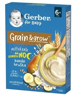 Gerber for Baby Mliečna kaša Na dobrú noc Pšenično-ovsená Banán a hruška (od ukončeného 6. mesiaca)