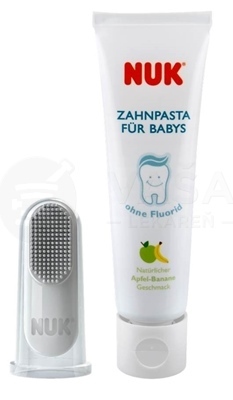 NUK Detská zubná pasta bez fluoridu + náprstok na čistenie (Set)