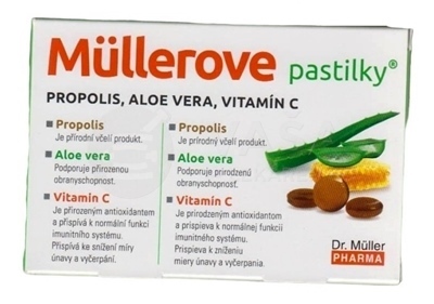 Müllerove pastilky s propolisom, aloe vera a vitamínom C