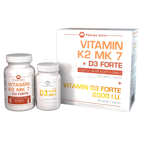 Pharma Activ Vitamín K2 MK 7 + vitamín D3 Forte 2000 IU (sada)