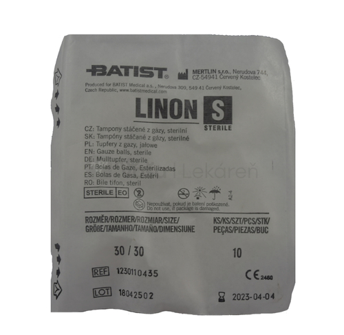 Batist Linon S Tampón z gázy, sterilný, stáčaný (30 x 30 mm)