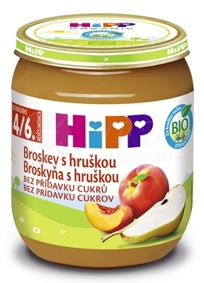 HiPP Príkrm BIO Broskyňa s hruškou (od ukončeného 4./6. mesiaca)