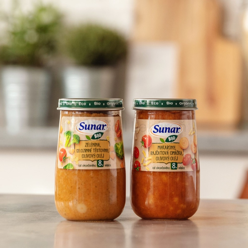 Sunar BIO Príkrm Zelenina, celozrnné cestoviny, olivový olej (od ukončeného 8. mesiaca)