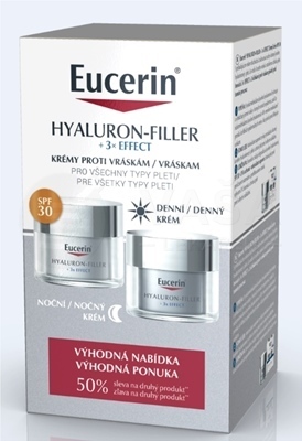 Eucerin Hyaluron-Filler + 3x Effect Krémy proti vráskam na suchú pleť SPF30 (Výhodné duo balenie)