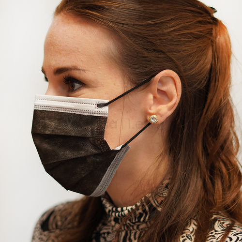 Jednorazové ochranné rúško, 3-vrstvové (čierne)