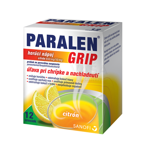 Paralen Grip Horúci nápoj Citrón 650 mg/10 mg