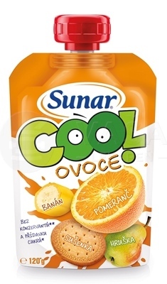 Sunar Cool Ovocno-obilná kapsička Pomaranč, banán + sušienky (od ukončeného 12. mesiaca)