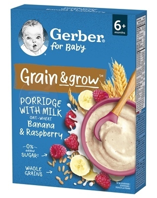 Gerber for Baby Mliečna kaša Pšenično-ovsená Banán a malina (od ukončeného 6. mesiaca)