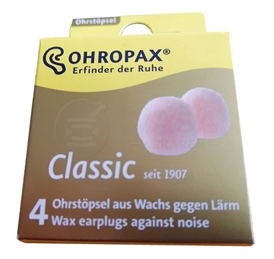 Ohropax Classic Ušné vložky voskové, jednorazové, v krabičke