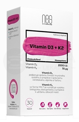 NesVitamins Vitamín D3 2000 IU + vitamín K2 70 mcg
