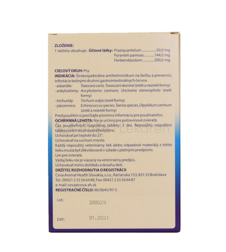 Cestal Plus 50 mg/144 mg Tablety na odčervenie psov