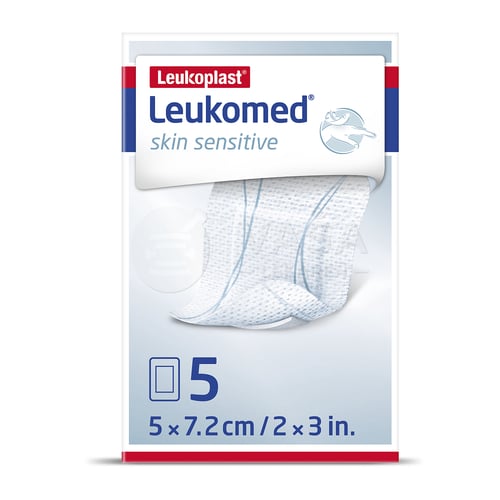 Leukoplast Leukomed Skin Sensitive Textilné krytie s vankúšikom, sterilná náplasť (5 x 7,2 cm)