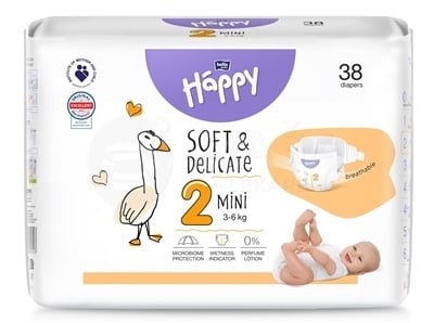 Bella Baby Happy Soft&amp;Delicate 2 Mini Detské plienky (3-6 kg)