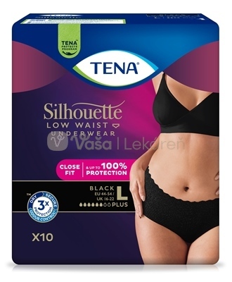 Tena Silhouette Plus Low Waist Black L Dámske inkontinenčné nohavičky