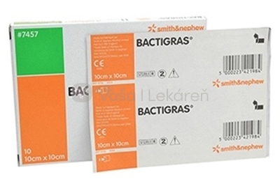 Bactigras Sterilné antiseptické tylové krytie na rany s chlórhexidín acetátom (10 x 10 cm)