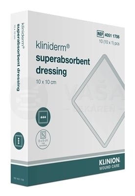 Kliniderm Superabsorbent Dressing Krytie na rany superabsorpčné sterilné (10 x 10 cm)