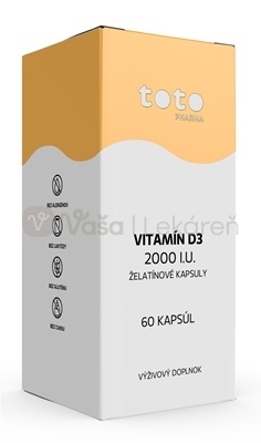 TOTO Vitamín D3 2000 I.U. Želatínové kapsuly