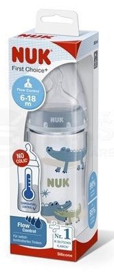 NUK FC+ Fľaša s kontrolou teploty so silikónovým cumlíkom Flow Control, (6-18 mesiacov)