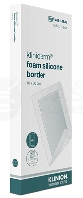 Kliniderm Foam Silicon Border Krytie na rany penové silikónové sterilné (10 x 30 cm)