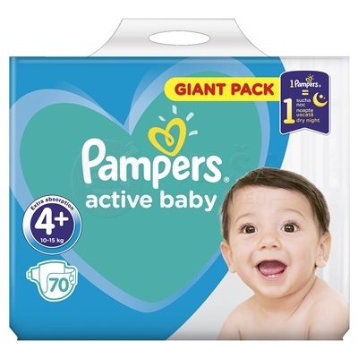 Pampers Active Baby Detské plienky, veľkosť 4+ (10-15 kg) Giant Pack