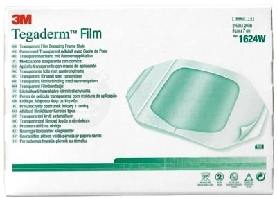 3M Tegaderm Film 1624W Transparentné krytie s rámom (6 x 7 cm)