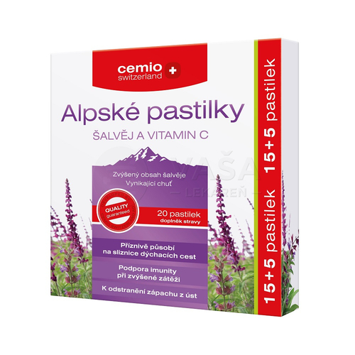 Cemio Alpské pastilky Šalvia a vitamín C