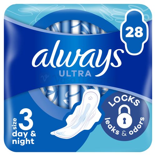 Always Ultra Day &amp; Night Hygienické vložky s krídelkami (veľkosť 3)