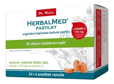 Dr. Weiss Herbalmed Pastilky Pri kašli (skorocel, materina dúška, lipa, 20 bylín, vitamín C)