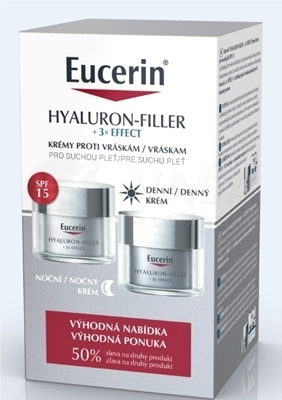 Eucerin Hyaluron-Filler + 3x Effect Krémy proti vráskam na suchú pleť SPF15 (Výhodné duo balenie)