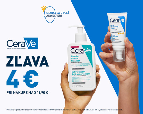 CeraVe - zľava 4€ pri nákupe nad 19,90€