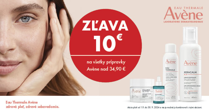 Avène zľava 10€ pri nákupe nad 34,90€!