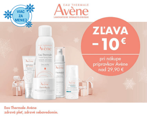 Nakúp kozmetiku Avène aspoň za 30€ a získaš zľavu až 10€!