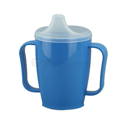 Hrnček s náustkom a dvomi viečkami, 250 ml (modrý)