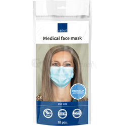 Abena Jednorazové ochranné rúško, 3-vrstvové, s gumičkami