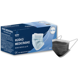 Biomic Jednorazové medicínske rúško pre dospelých Typ IIR (čierne)