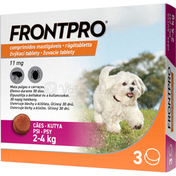 FRONTPRO 11 mg Žuvacie tablety proti kliešťom a blchám pre psy 2-4 kg