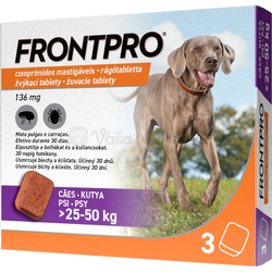 FRONTPRO 136 mg Žuvacie tablety proti kliešťom a blchám pre psy 25-50 kg