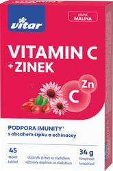 Vitar Vitamín C + Zinok + echinacea a šípky