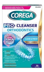 Corega Pro Cleanser Orthodontics Antibakteriálne čistiace tablety na ortodontické pomôcky