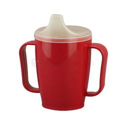 Hrnček s náustkom a dvomi viečkami, 250 ml (červený)